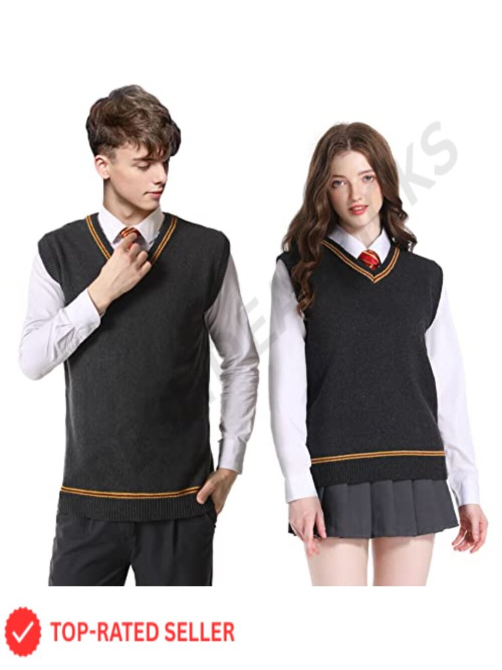 Unisex V-Neck Knit Sweater Vest Sleeveless Pullover Cosplay School Uniform